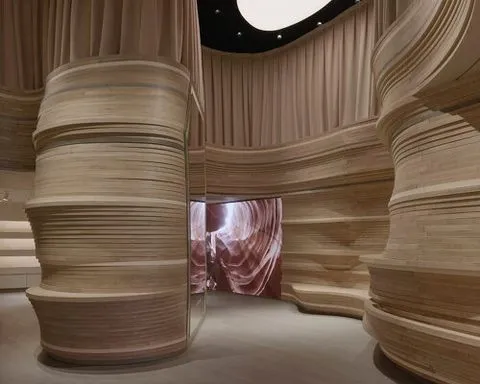 mirrored interiors and sculptural canyon-like forms shape skin1004’s soho flagship by LMTLS