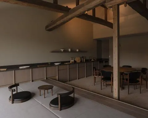 ouka transforms a century old house into a stayable gallery of japanese woodcarving craft