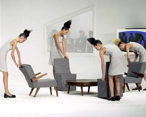 hussein chalayan staged a living room, then let his models wear it away