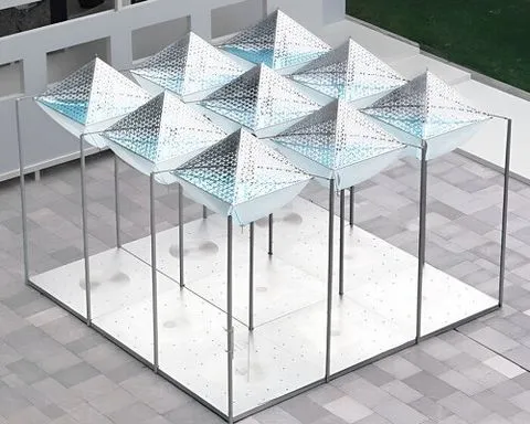 suspended glacier forms translate climate change into an interactive installation in shanghai